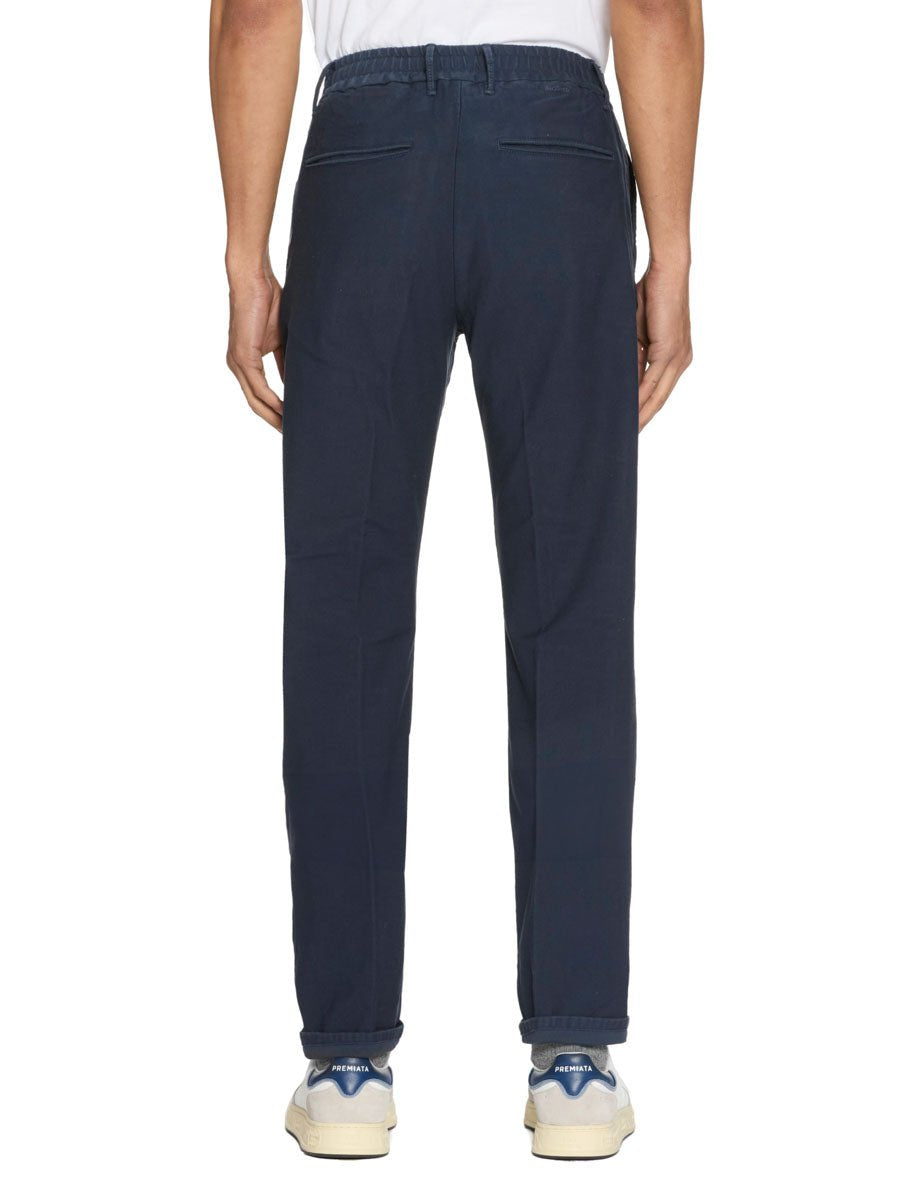pantalone coulisse slim canvas blu - incotex - pantalone casual