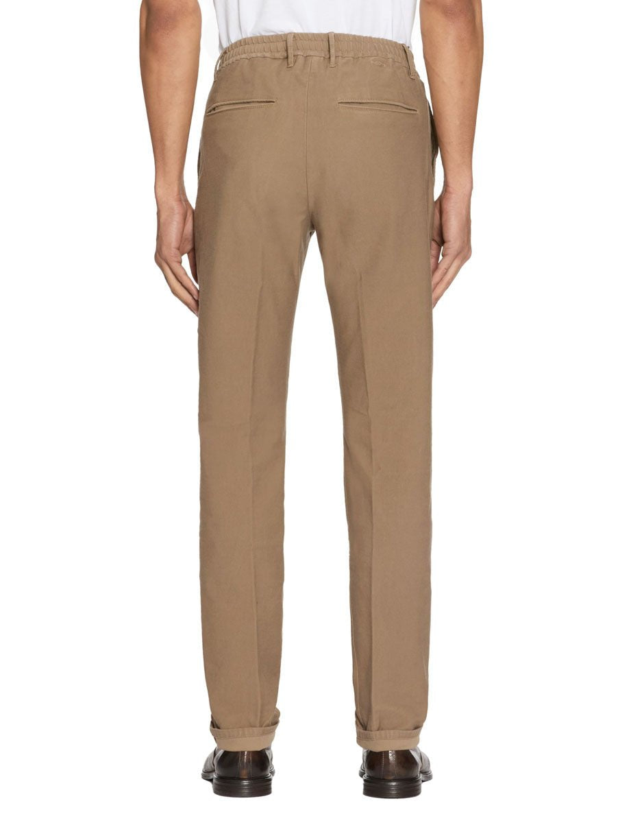 pantalone coulisse slim canvas noce scuro - incotex - pantalone casual
