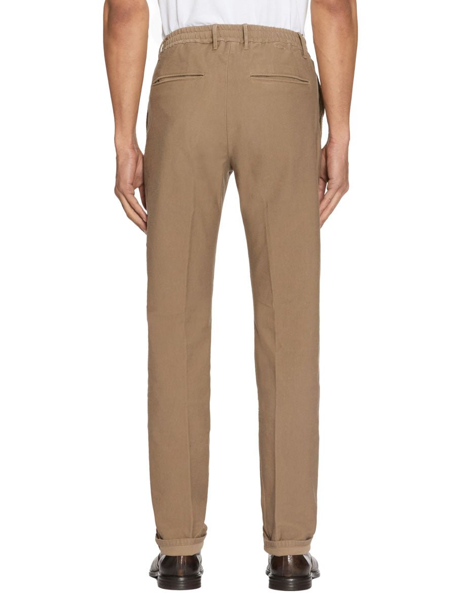 pantalone coulisse slim canvas noce scuro - incotex - pantalone casual
