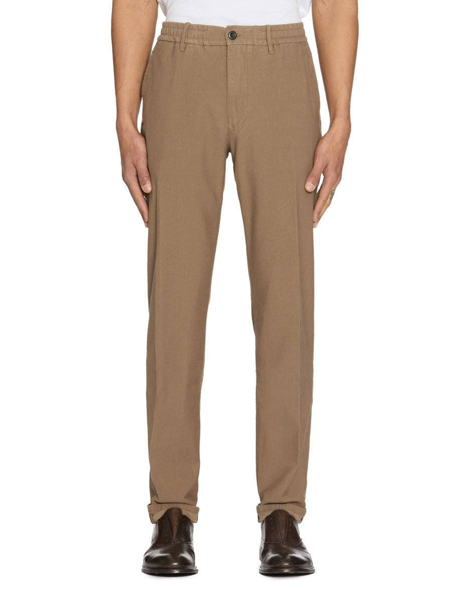 pantalone coulisse slim canvas noce scuro - incotex - pantalone casual