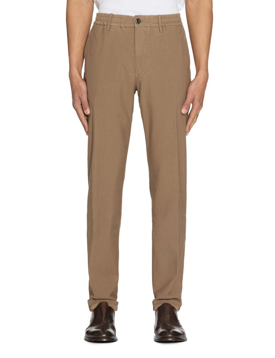 pantalone coulisse slim canvas noce scuro - incotex - pantalone casual