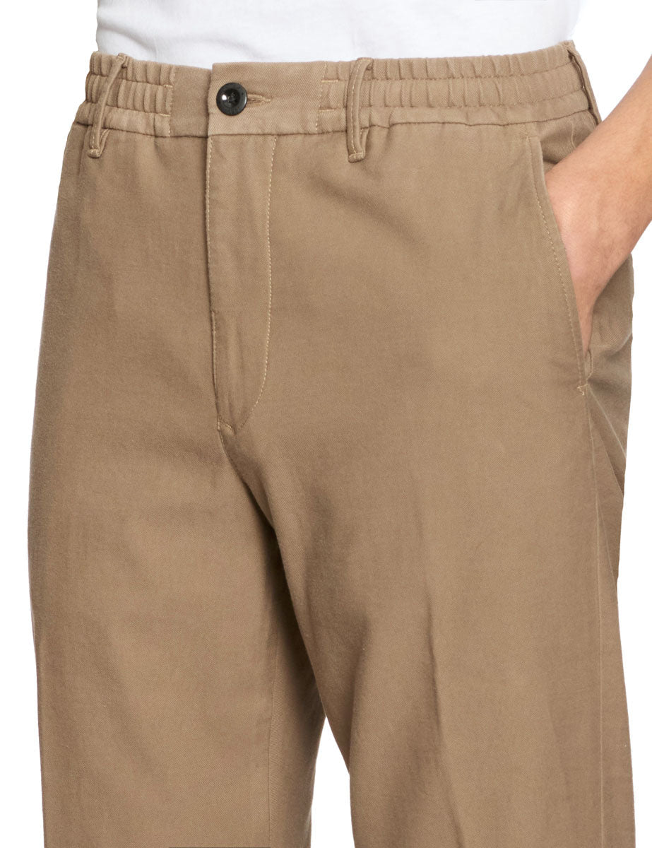 pantalone coulisse slim canvas noce scuro - incotex - pantalone casual