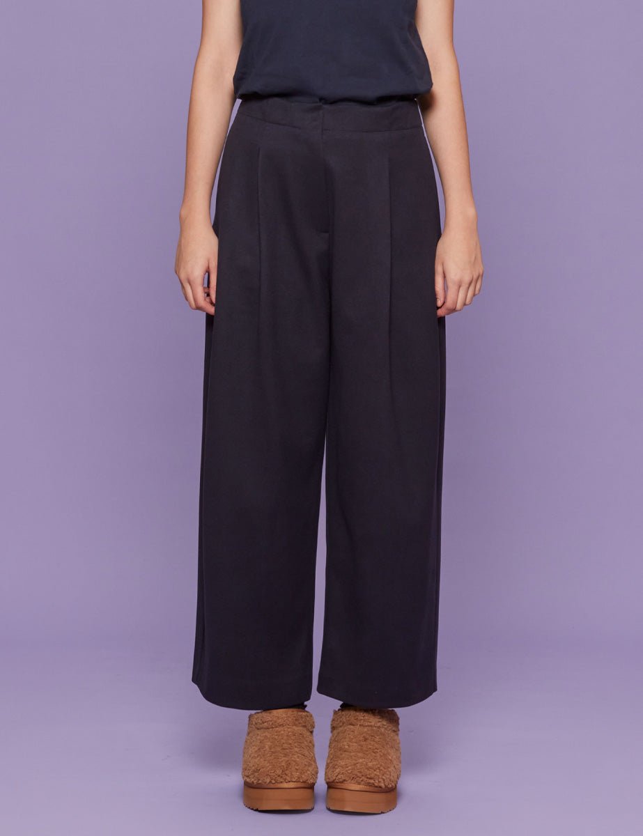 pantalone cropped drill blu - blufrida - pantalone