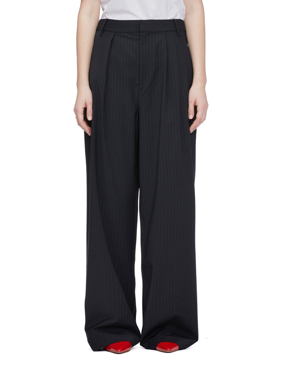 pantalone dominic pinstripe navy - tibi - pantalone