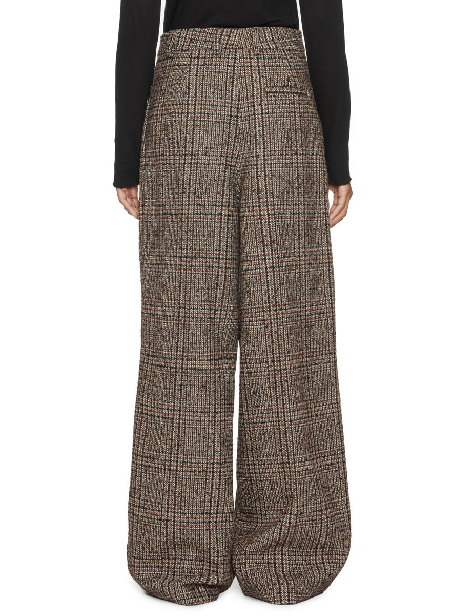 pantalone doppia pinces tartan marrone - blufrida - pantalone
