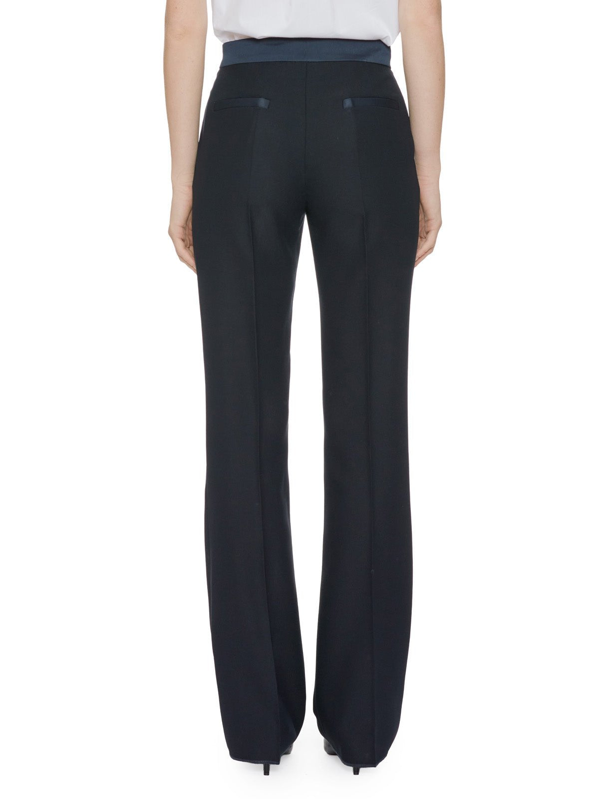 pantalone dritto raso blu - vivetta - pantalone