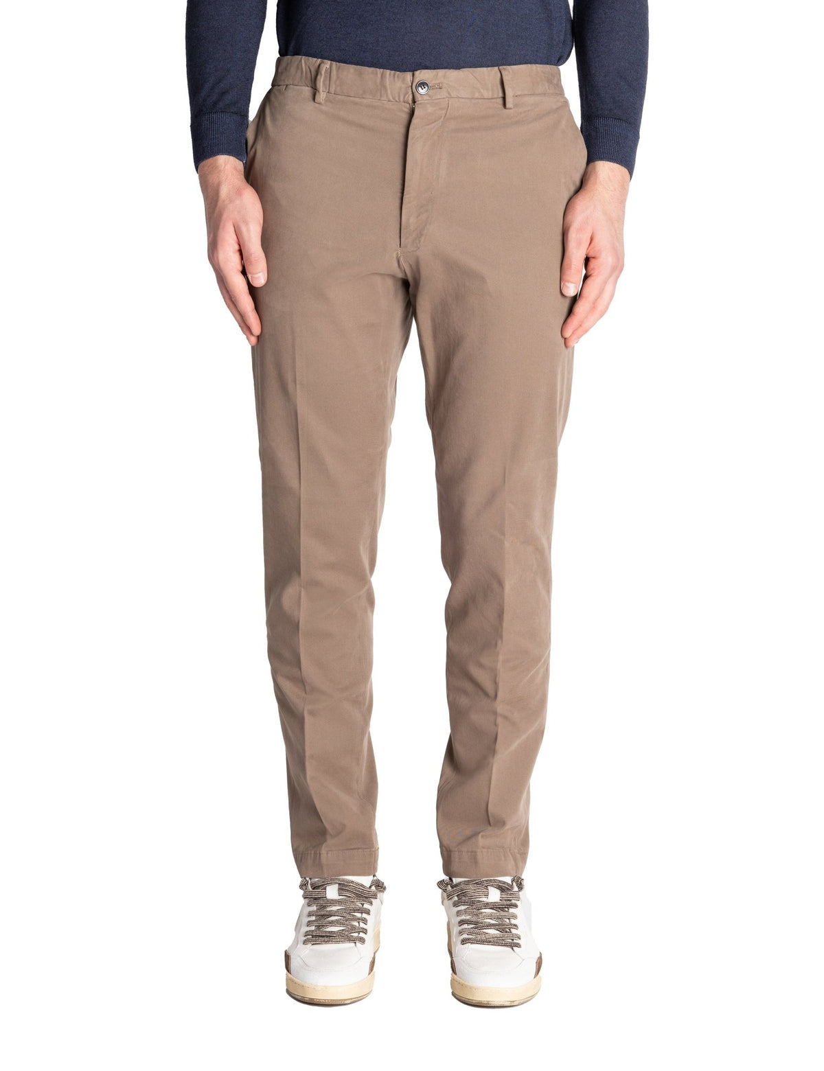 pantalone elastico cotone tessuto modal marrone talpa - briglia 1949 - pantalone casual