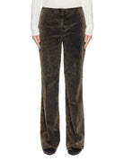 pantalone elastico dritto velluto moro - blufrida - pantalone