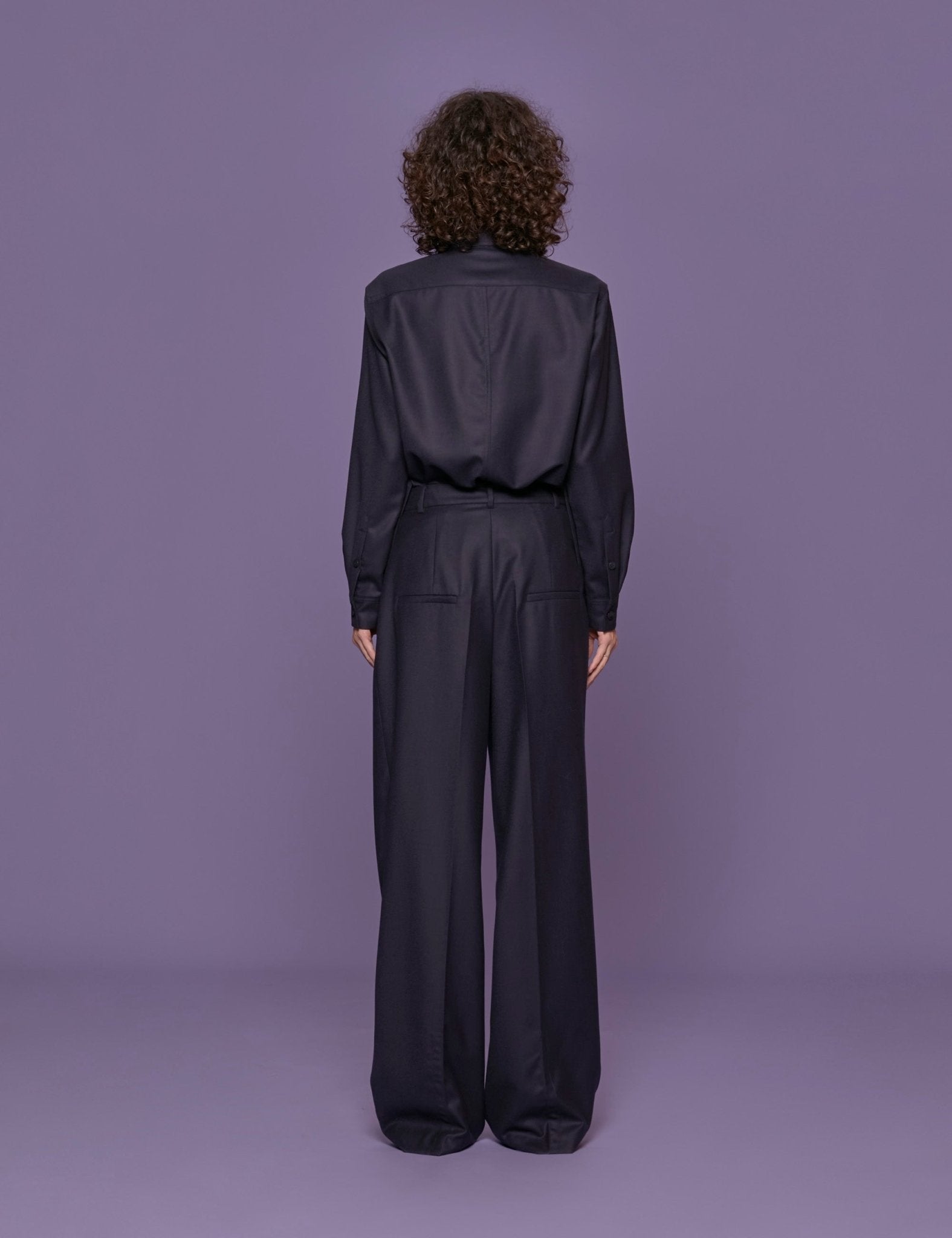 pantalone flanella lana blu - tibi - pantalone