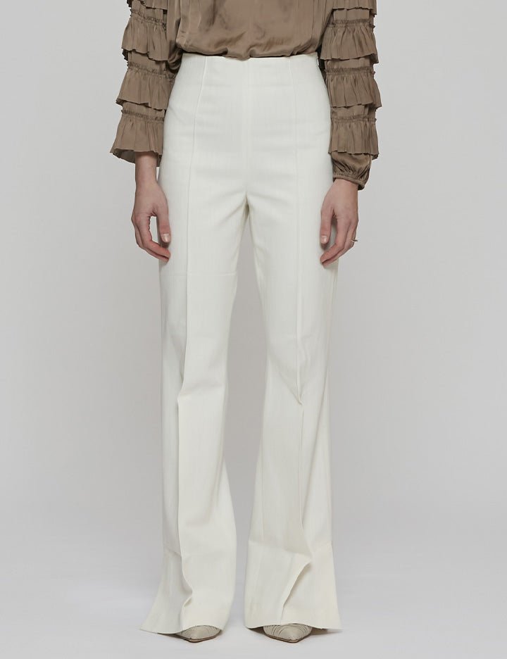 pantalone flared slit bianco - rohe - pantalone