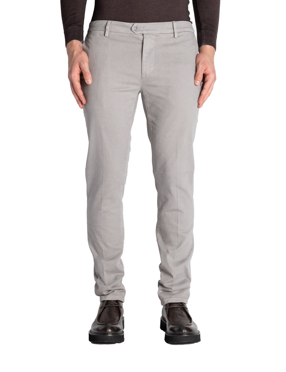 pantalone fondo tessuto spigato grigio cenere - teleria zed - pantalone casual
