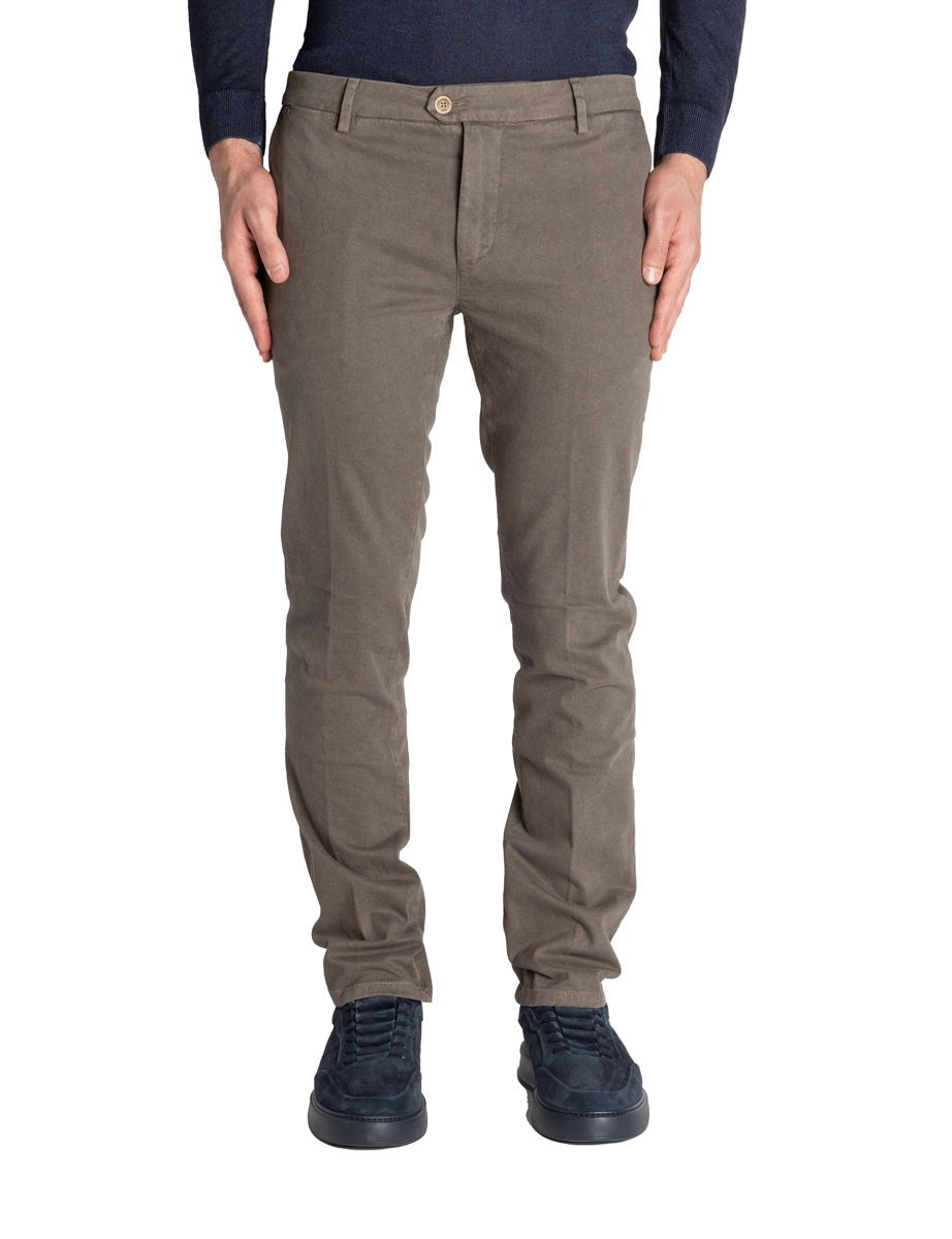 pantalone fondo tessuto spigato grigio talpa - teleria zed - pantalone casual