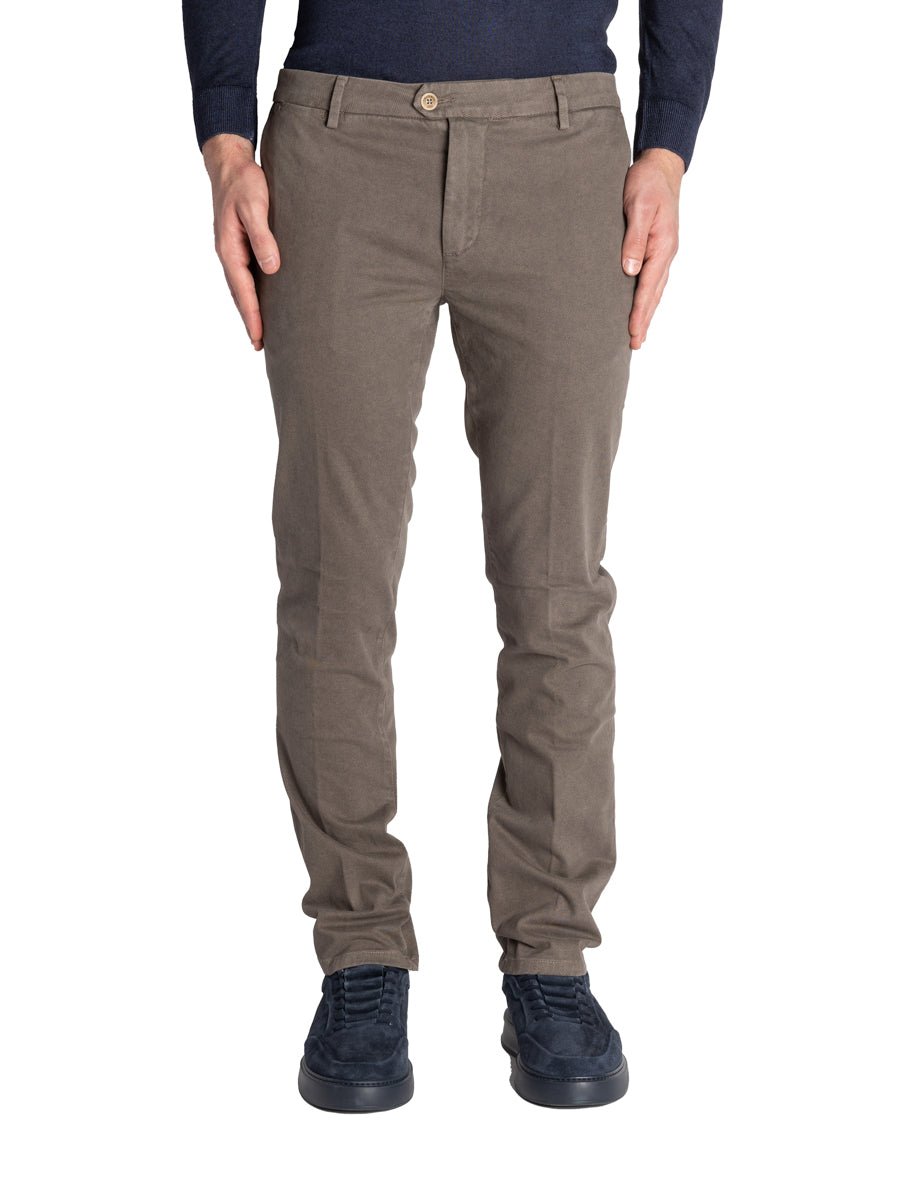 pantalone fondo tessuto spigato grigio talpa - teleria zed - pantalone casual