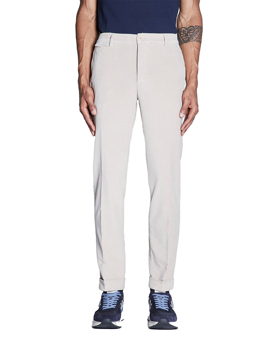 pantalone fustagno risvolto beige - teleria zed - pantalone casual