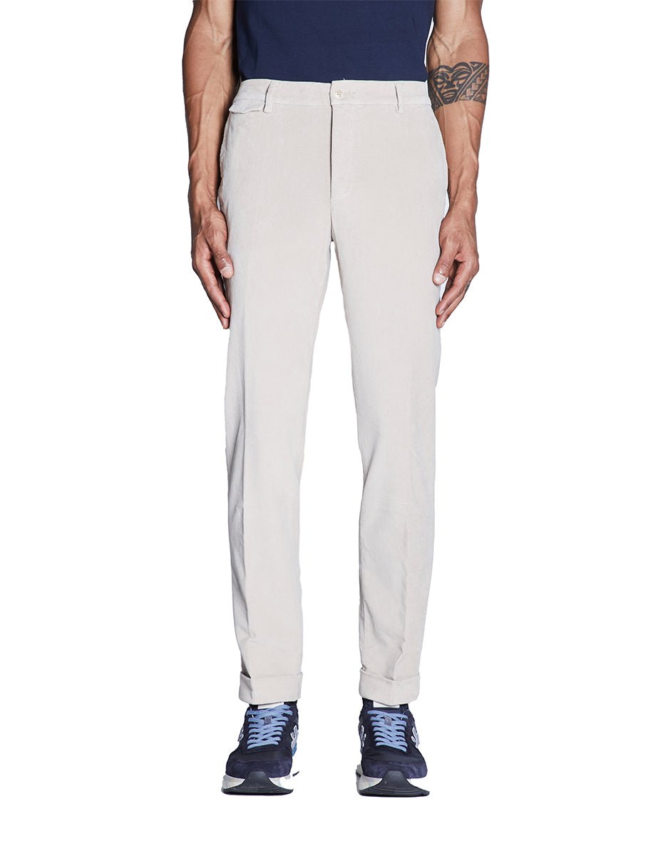 pantalone fustagno risvolto beige - teleria zed - pantalone casual