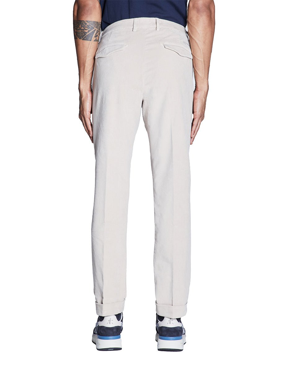 pantalone fustagno risvolto beige - teleria zed - pantalone casual