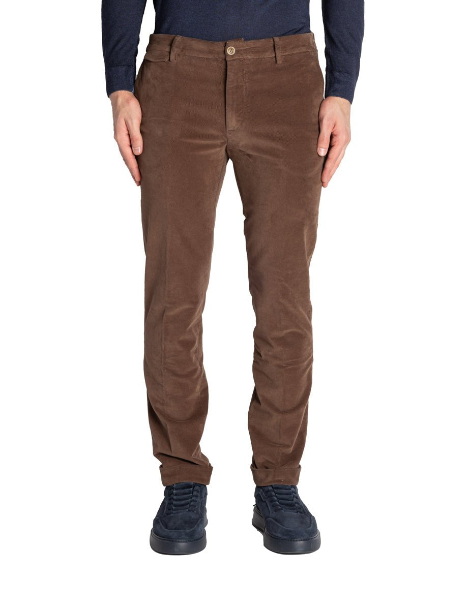 pantalone fustagno risvolto marrone cioccolato - teleria zed - pantalone casual