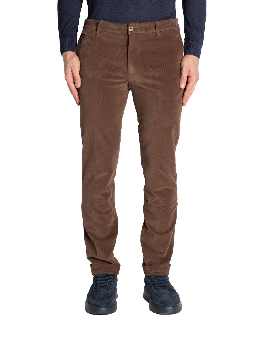 pantalone fustagno risvolto marrone cioccolato - teleria zed - pantalone casual