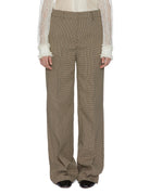 pantalone gamba dritta check cammello - n21 alessandro dell'acqua - pantalone