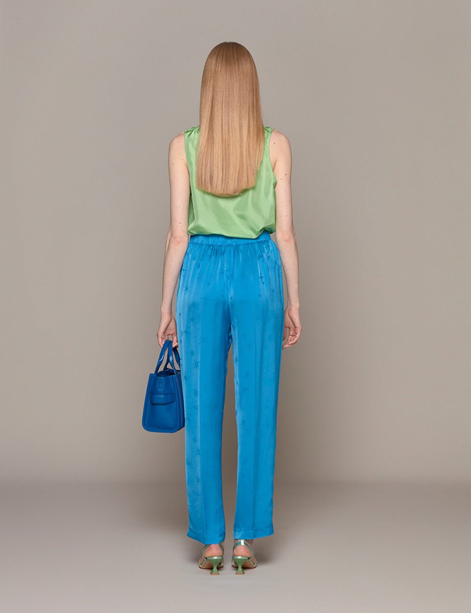 pantalone jacquard etoile turchese - forte forte - pantalone