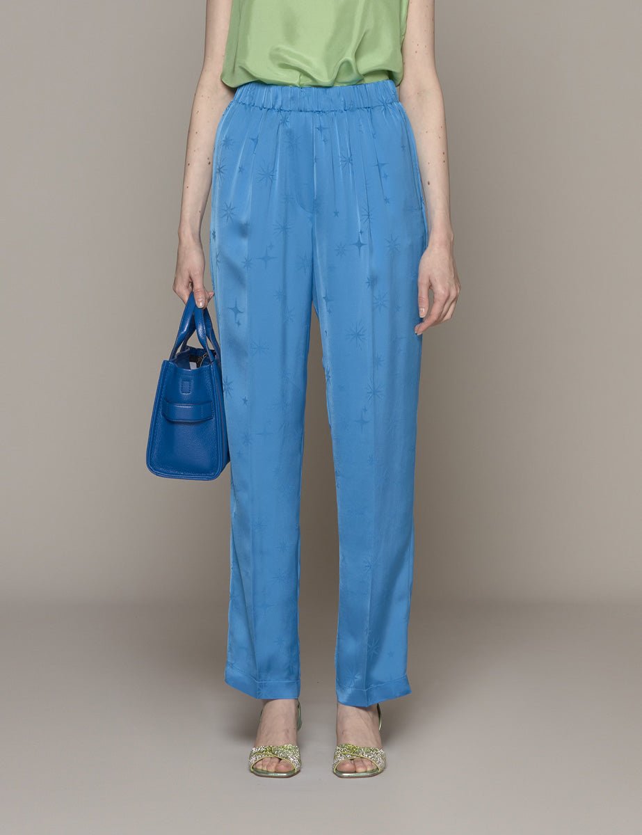 pantalone jacquard etoile turchese - forte forte - pantalone