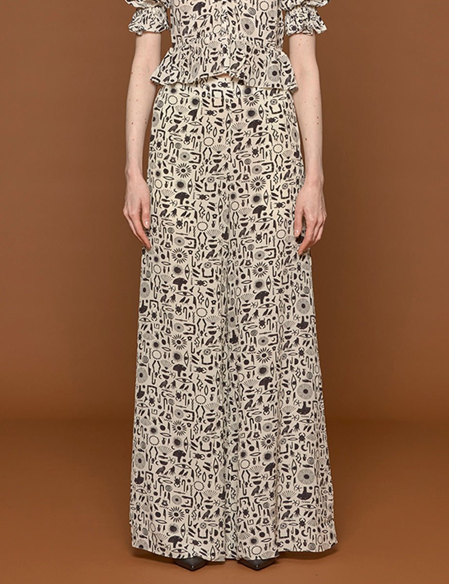 pantalone josephine hieroglyph black - muzungu sisters - pantalone