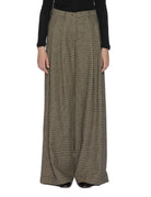 pantalone katherine pied de poule nero beige - jejia - pantalone