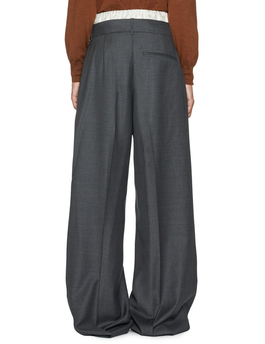 pantalone lana boxe grigio melange - rohe - pantalone
