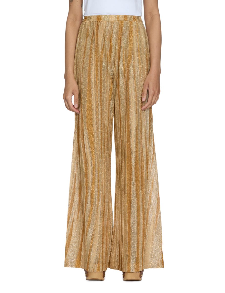 pantalone maglia lurex jacquard gold - forte forte - pantalone