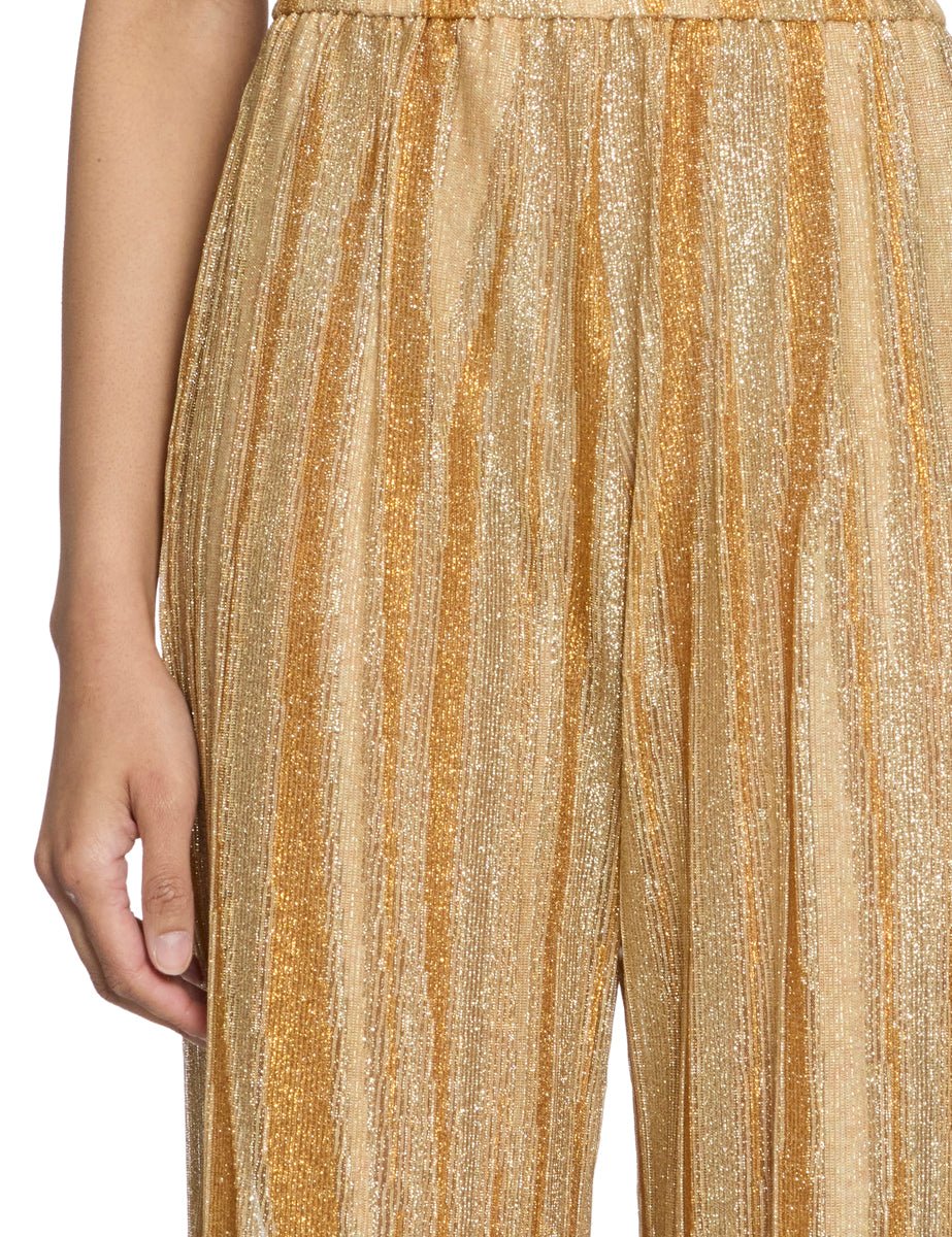 pantalone maglia lurex jacquard gold - forte forte - pantalone