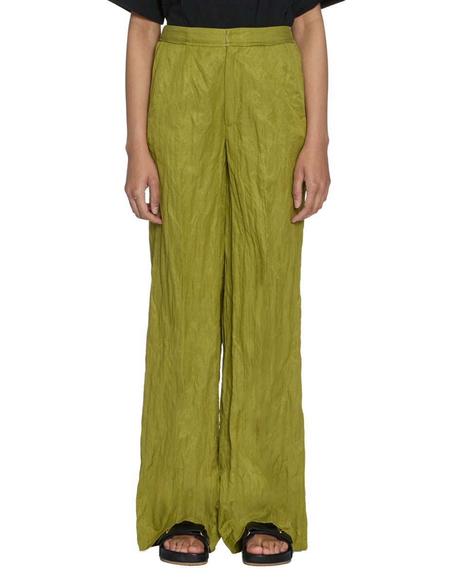 pantalone palazzo cotone crinkle aloe - forte forte - pantalone