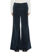 pantalone palazzo elastico velluto blu - blufrida - pantalone