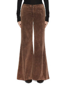 pantalone palazzo elastico velluto cacao - blufrida - pantalone