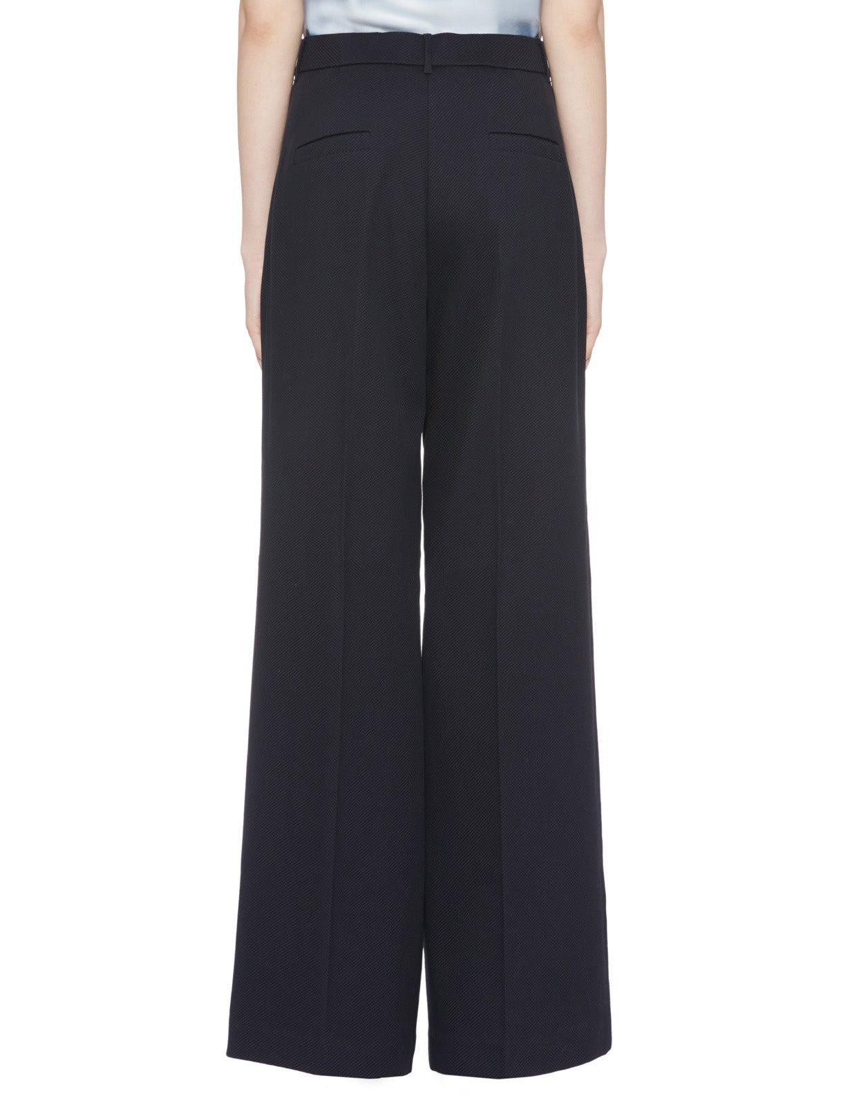 pantalone palazzo pinces piquet blu - mm by max mara - pantalone