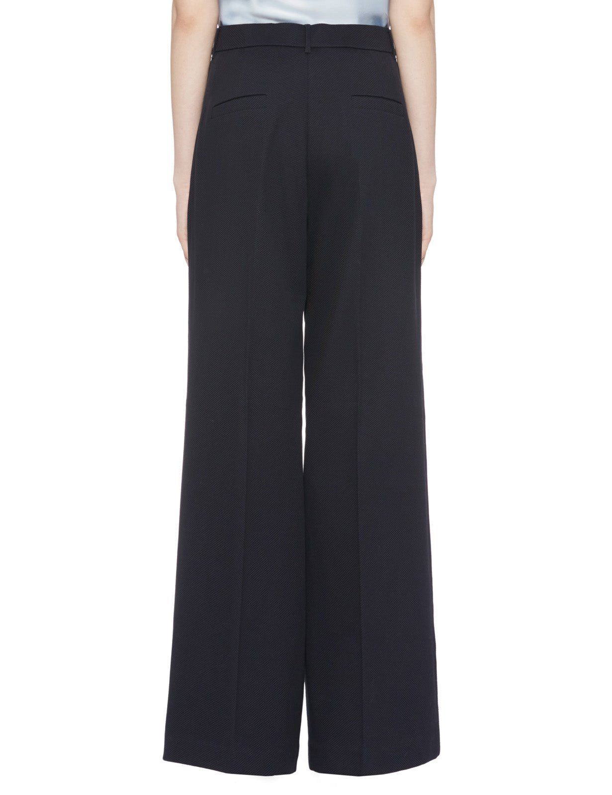pantalone palazzo pinces piquet blu - mm by max mara - pantalone