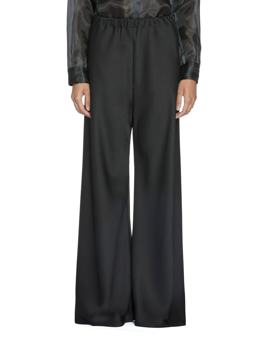 pantalone palazzo raso nero - blufrida - pantalone