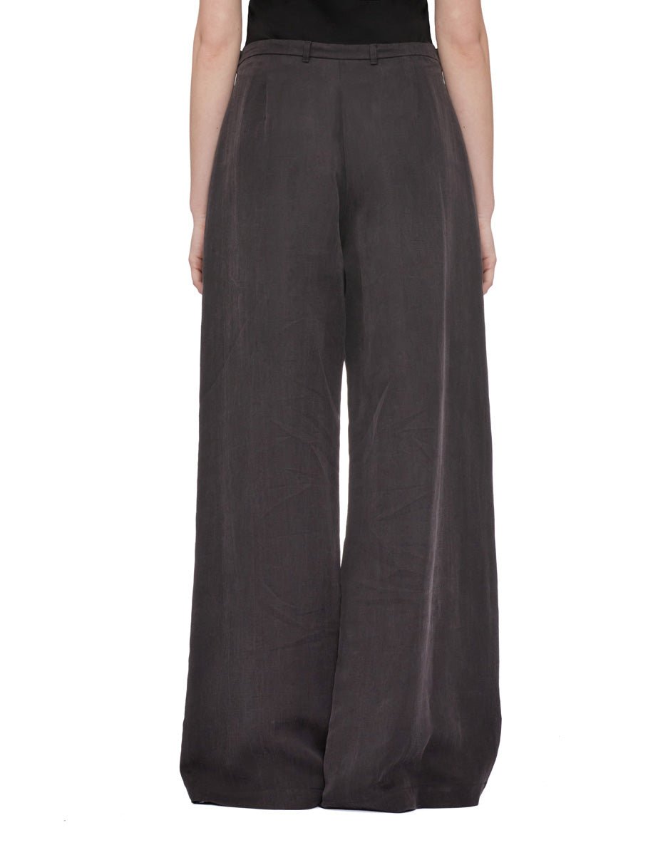 pantalone pieghe lino cupro carbone - alysi - pantalone