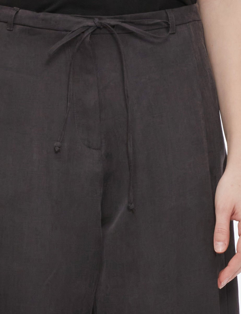 pantalone pieghe lino cupro carbone - alysi - pantalone