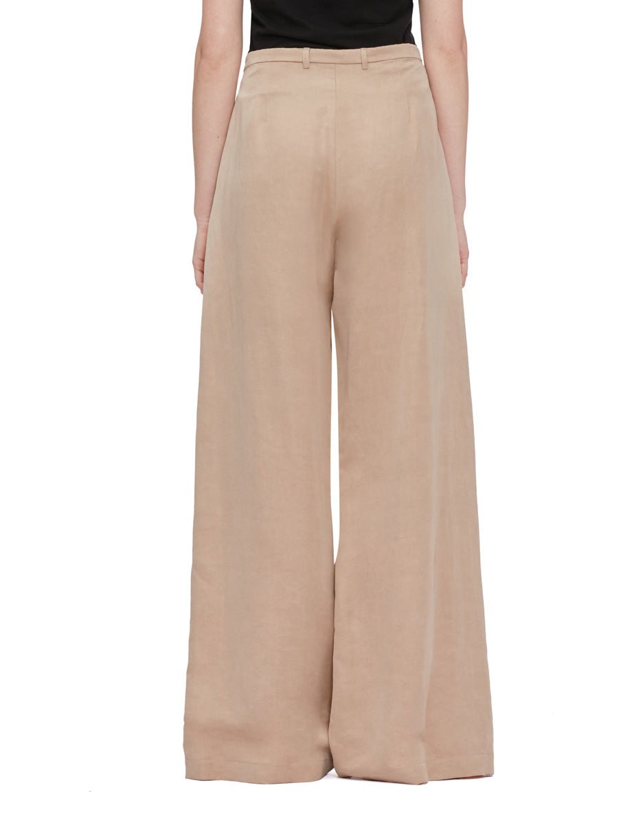 pantalone pieghe lino cupro nude - alysi - pantalone