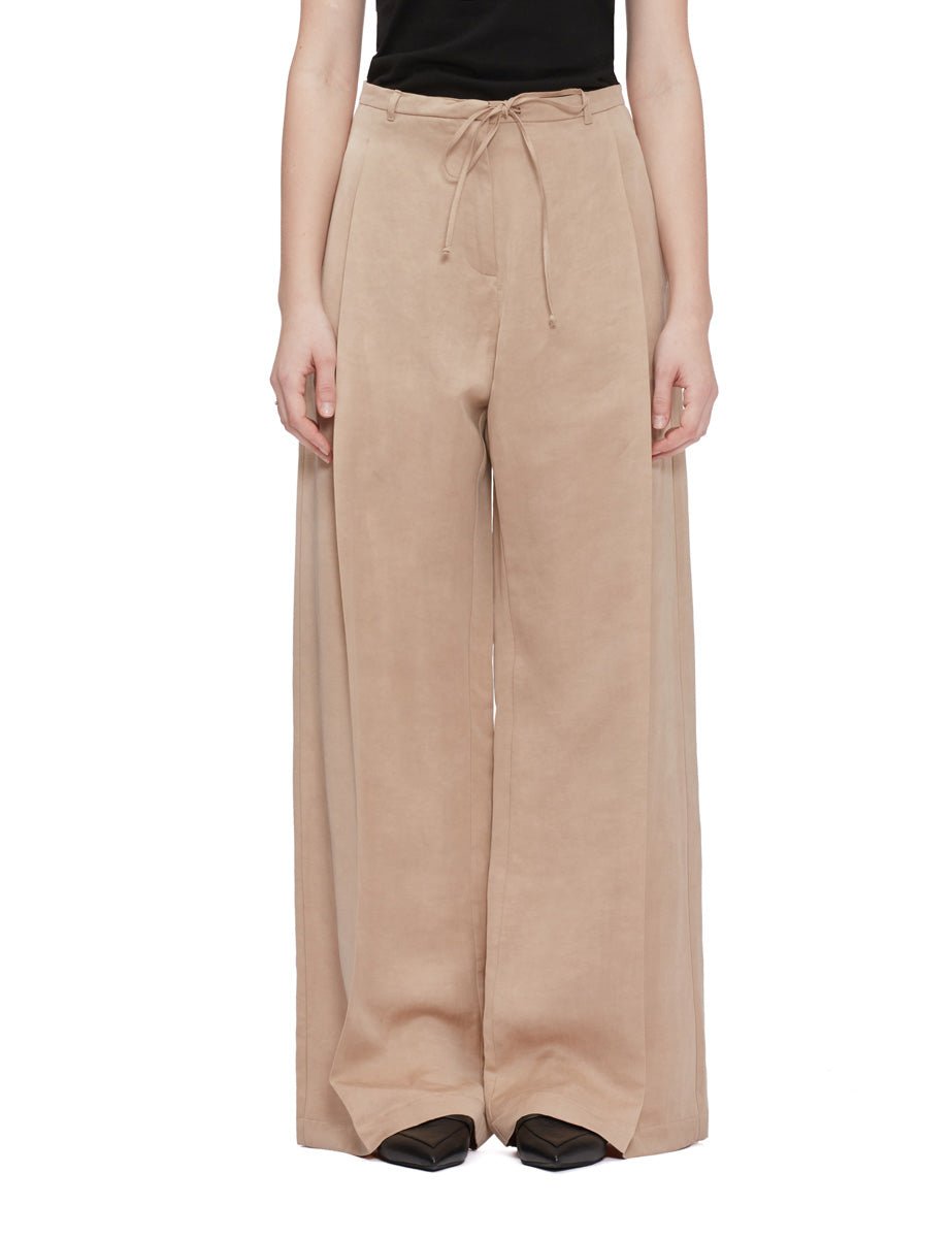 pantalone pieghe lino cupro nude - alysi - pantalone