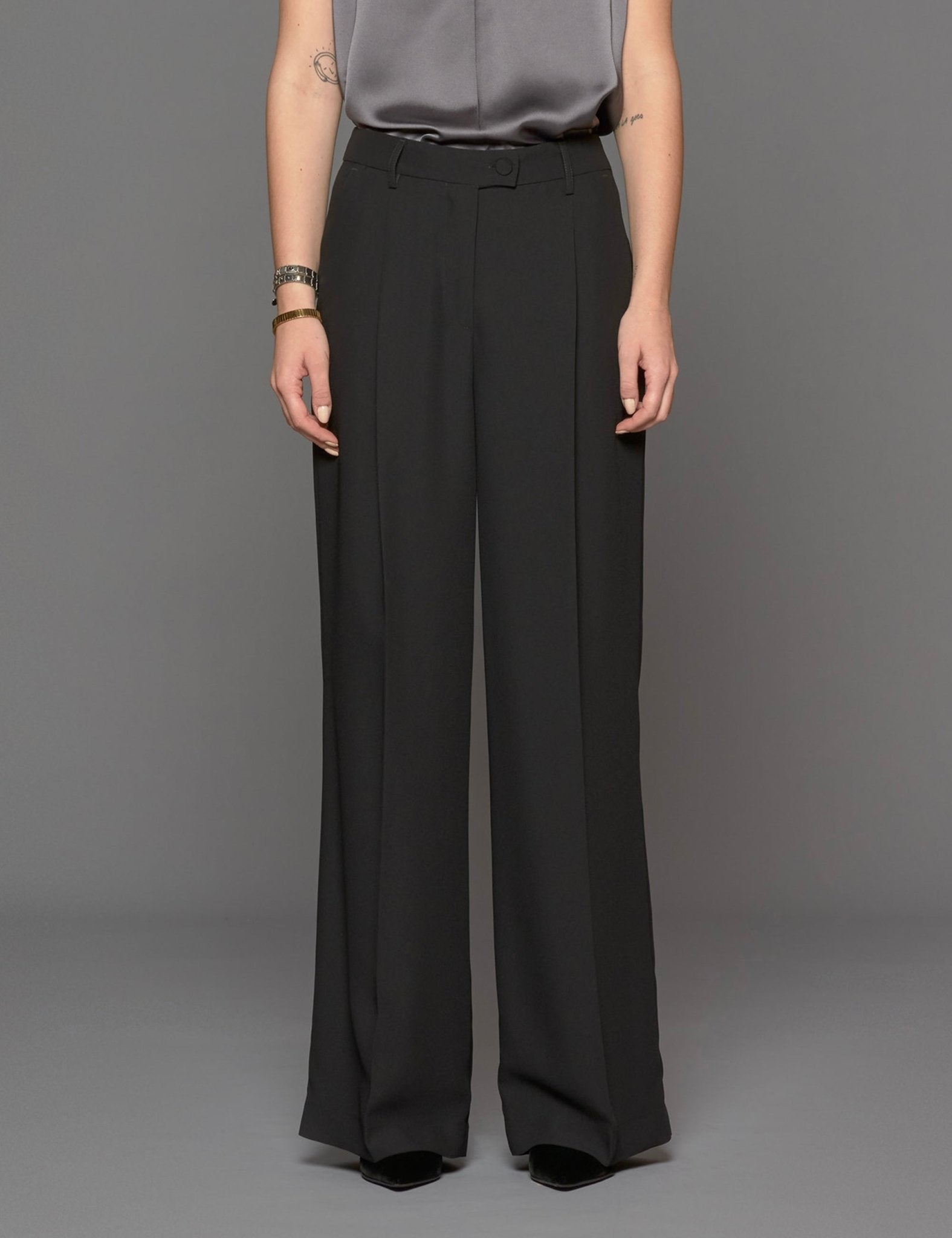 pantalone pinces nero - blufrida - pantalone