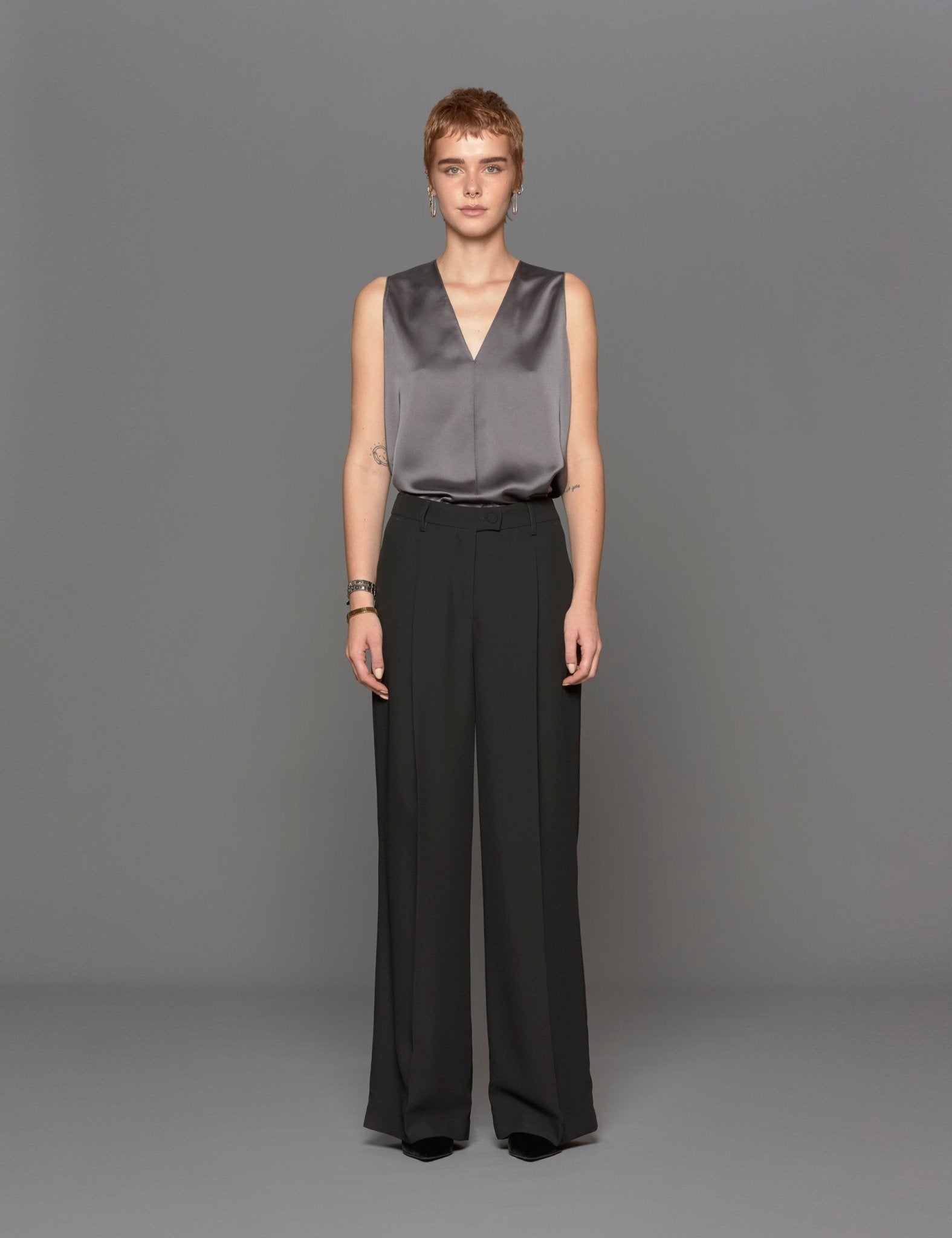 pantalone pinces nero - blufrida - pantalone