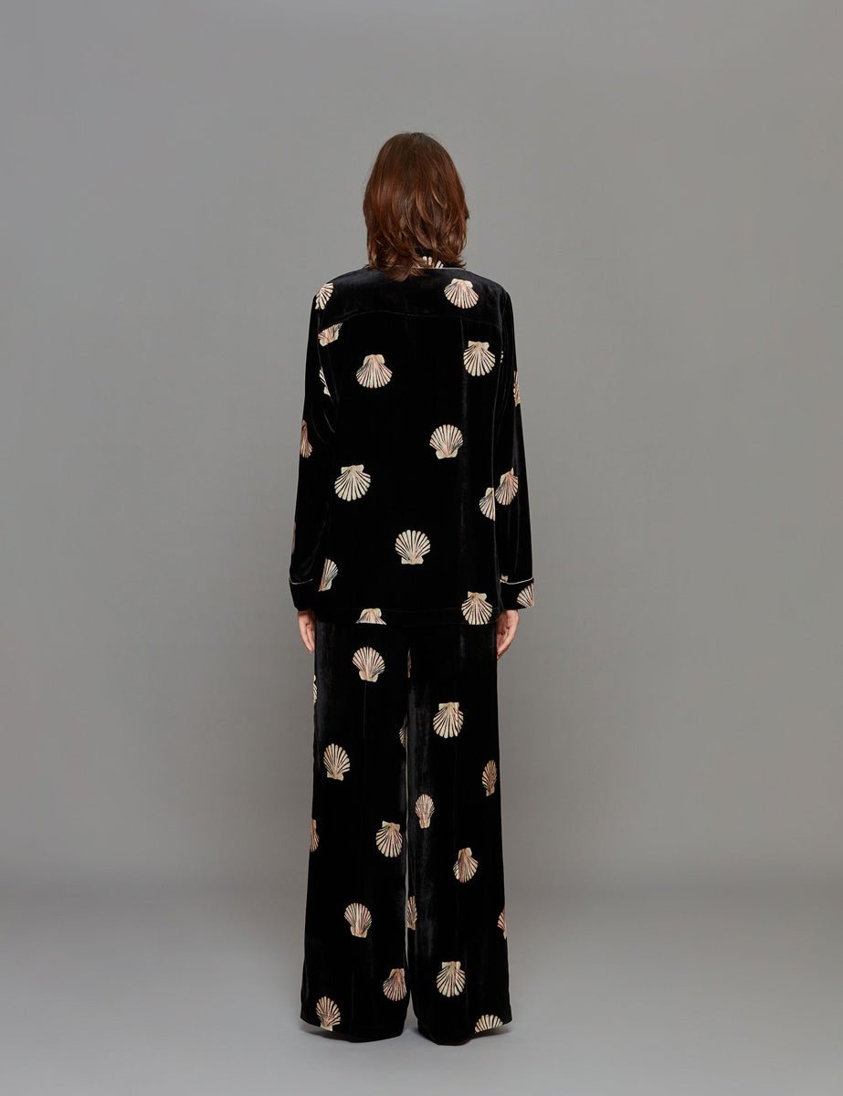 pantalone print velvet nero - forte forte - pantalone