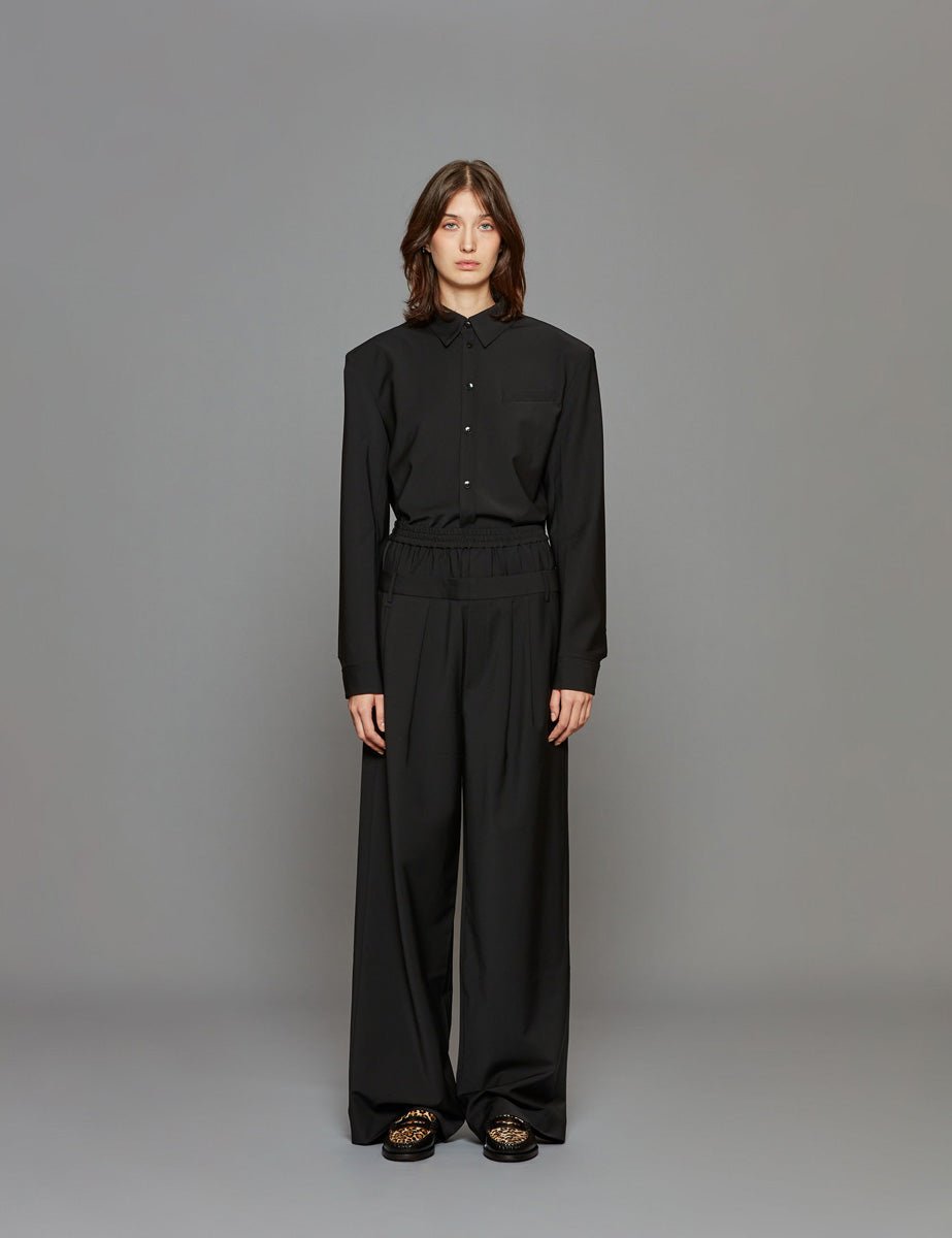 pantalone recycled wool black - tibi - pantalone