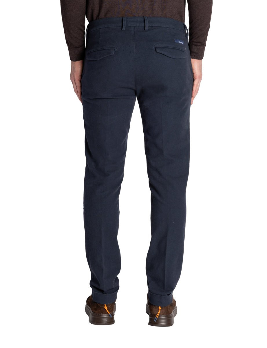pantalone risvolto fondo punto spillo blu - teleria zed - pantalone casual