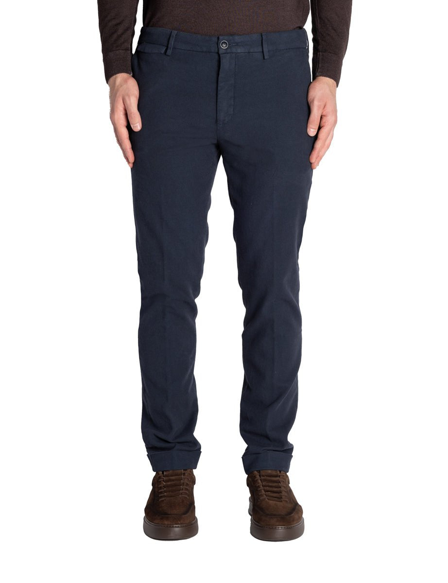 pantalone risvolto fondo punto spillo blu - teleria zed - pantalone casual