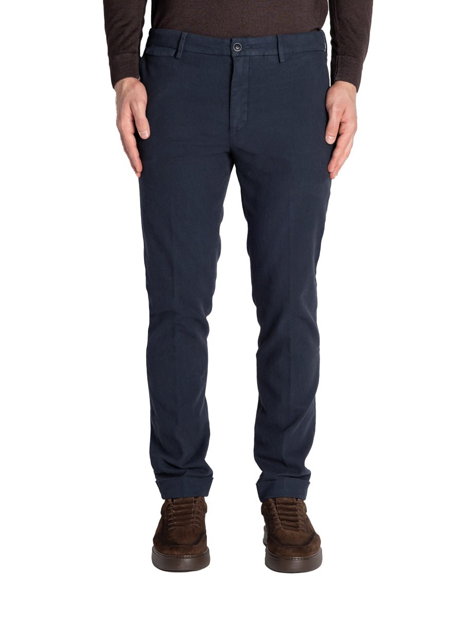 pantalone risvolto fondo punto spillo blu - teleria zed - pantalone casual