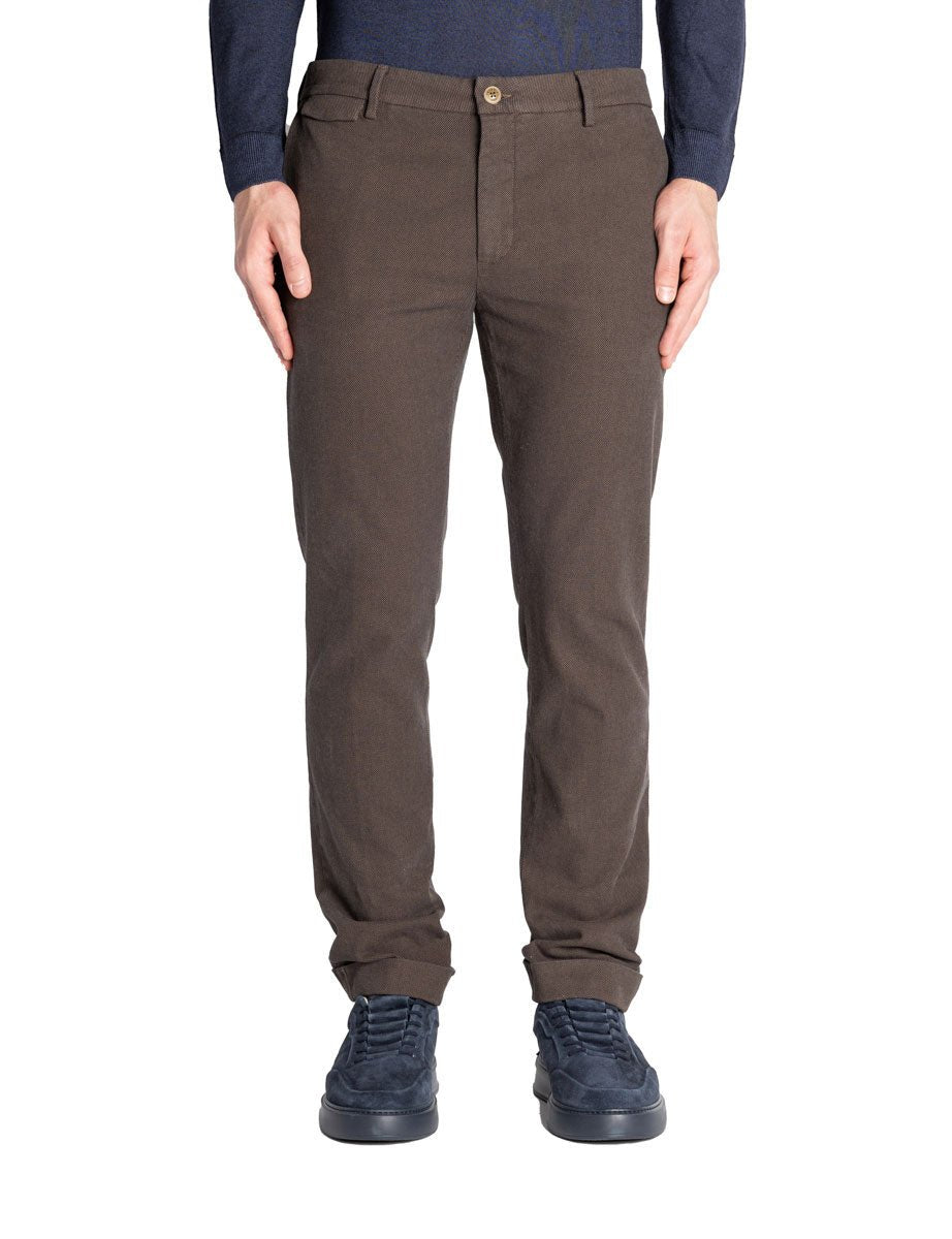 pantalone risvolto fondo punto spillo marrone fango - teleria zed - pantalone casual