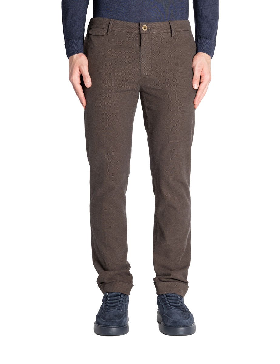 pantalone risvolto fondo punto spillo marrone fango - teleria zed - pantalone casual