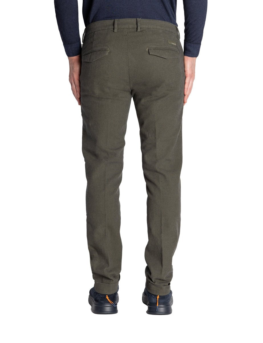 pantalone risvolto fondo punto spillo verde - teleria zed - pantalone casual